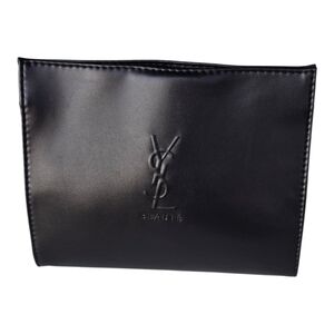 YSL Yves Saint Laurent Elegant Black Toiletry Make Up Travel Bag Patent Leather